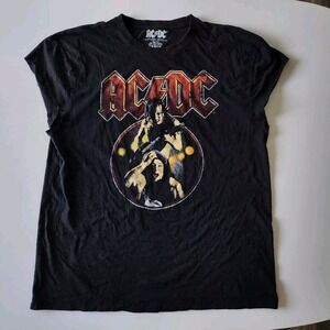 ACDC Shirt Mens‎ XL 2014 Cut Off Sleeves Black Angus Young Bryan Johnson Graphic